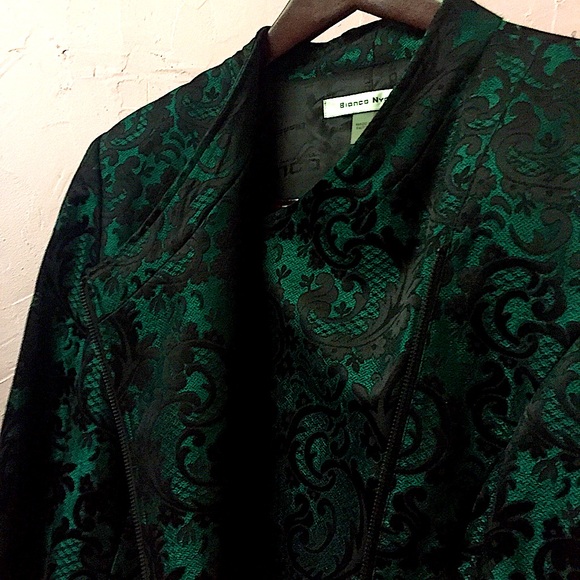 Bianca Nygard Sexy Black+Green Paisly Blazer New - Picture 6 of 16